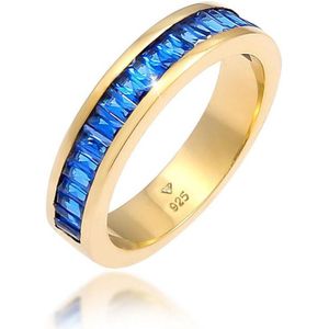 Elli PREMIUM Dames Ring Dames Bandring met Synthetische Saffier in verguld 925 Sterling Zilver