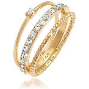 Elli - Elli Ring Kristalle Stapelring 3er Set 925 Silber Ringe 1 ct Damen (47.09 € / 1 ct)