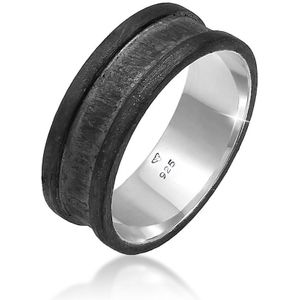 KUZZOI Heren Ring Heren Band Breed Geoxideerd Casual in 925 Sterling Zilver