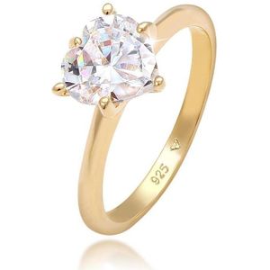 Elli Dames Ring Dames Hart Eenzaam Verloving Liefde met Zirkonia Kristal in 925 Sterling Zilver