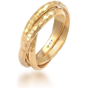 Elli Dames Ring Dames Wikkelring Basic Klassiek Gehamerd Trend in verguld 925 Sterling Zilver