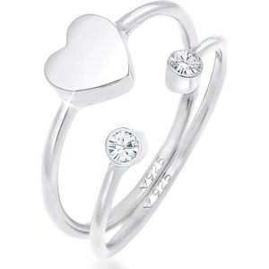 Elli - Herz Kristall Stapelring Set 925 Silber Ringe 1 ct Damen (49.99 € / 1 ct)