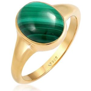 Elli PREMIUM - Elli PREMIUM Ring Siegelring Malachit Grün 925 Silber vergoldet Ringe 1 ct Damen (63.99 € / 1 ct)