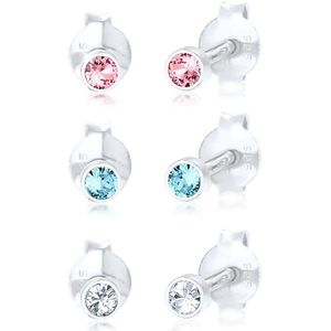 Elli - Kids Basic Kristalle 3er Set 925 Silber Ohrringe 1 ct Damen (49.99 € / 1 ct)
