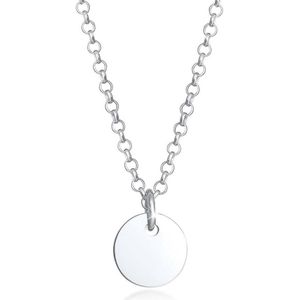 Elli Meisjes Halsketting Kinderplaatje Cirkel Munt erwtenketting Decent in 925 Sterling Zilver