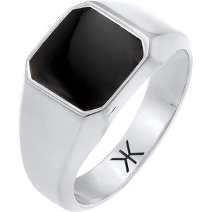 KUZZOI - Herren Siegelring Emaille Schwarz Basic 925 Silber Ringe 1 ct (69.99 € / 1 ct)