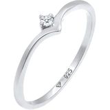 Elli DIAMONDS Verlobungsring Solitär Diamant (0.03 ct) V-Form 925 Silber