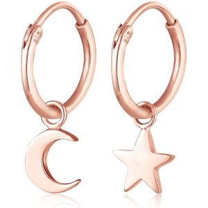 Elli - Creolen Ohrhänger Stern Mond Astro Look 925 Silber 1 ct Damen (47.99 € / 1 ct)