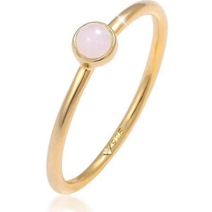 Elli - Dames Ring - Rozenkwarts - 925 Sterling Zilver Verguld - Stapel Basis Minimaal