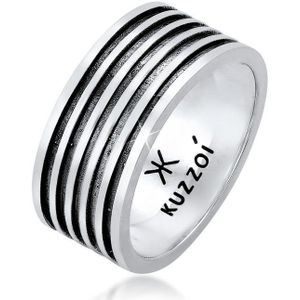 KUZZOI - Herren Bandring Massiv Rillen 925 Silber Ringe 1 ct (74.99 € / 1 ct)