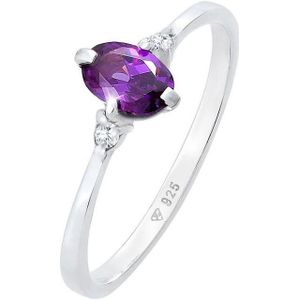 Elli - Ring - Paars - Dames Solitaire Verloving - 925 Sterling Zilver - Fonkelen met Zirkonia Kristallen