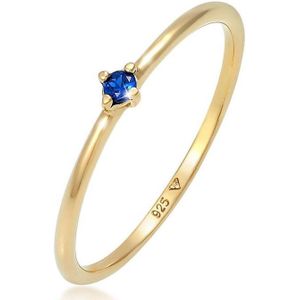 Elli Dames Ring Dames Solitaire met Synthetische Saffier in 925 Sterling Zilver Verguld
