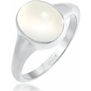Elli Dames Ring Dames Zegel met Maansteen in 925 Sterling Zilver Verguld