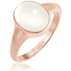 Elli - Dames Zegelring - Verguld 925 Sterling Zilver - Maansteen