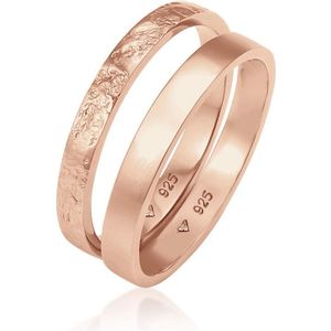 Elli - 2er Set Bandring Basic Organic-Look 925 Silber Ringe 1 ct Damen (69.99 € / 1 ct)