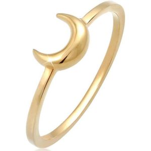 Elli Dames Ring Dames Halve Maan Astro Basis Trend in 925 Sterling Zilver Verguld