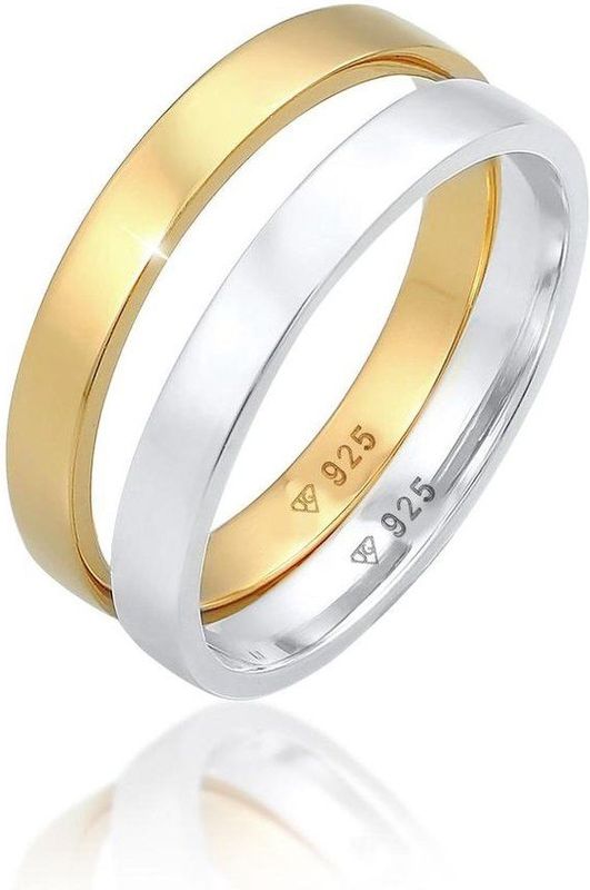 Elli - Duo Basic Classic - Damesring - Bi-Color - 925 Sterling Zilver Verguld