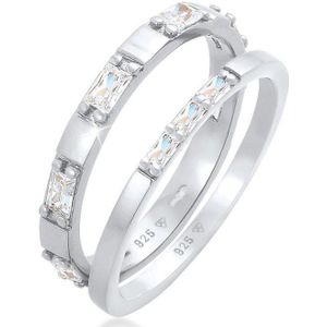 Elli - Zirkonia Rechteck Bandring 2er Set 925 Silber Ringe 1 ct Damen (59.99 € / 1 ct)
