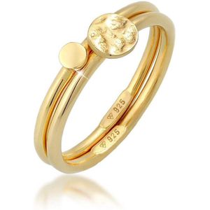 Elli Dames Ring Dames Stapel Ringen Duo Cirkel Plaat Basic Minimal Tijdloos in 925 Sterling Zilver Verguld