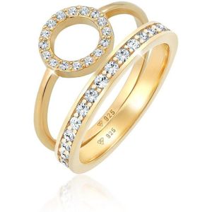 Elli PREMIUM - Memorie Kreis Geo Kristalle 2er Set 925 Silber Ringe 1 ct Damen (79.99 € / 1 ct)