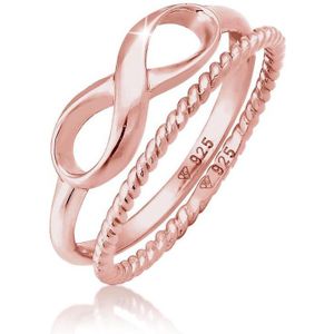 Elli - Ring - Dames Stacking Ring Duo Infinity Gedraaid Basic Trend Blogger in 925 Sterling Zilver - Dames