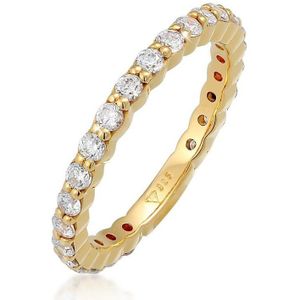 Elli Dames Ring Dames Band Memoire Fonkelend met Zirkonia Kristallen in 925 Sterling Zilver