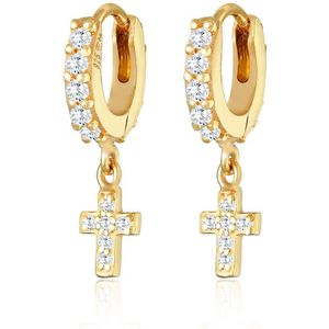 Elli - Huggie Hoops Creolen Kreuz Zirkonia 925 Silber 1 ct Damen (69.99 € / 1 ct)