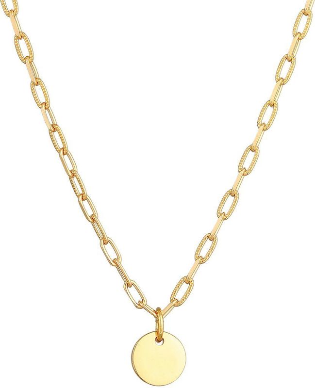 Elli Kette mit Anhänger »Plättchen Coin Gliederkette Trend 925 Silber«