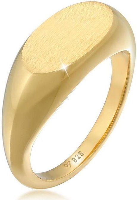 Elli - Siegelring Oval Glanz Geo Basic Trend 925 Silber Ringe 1 ct Damen (59.89 € / 1 ct)
