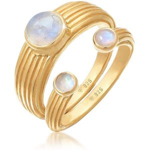 Elli PREMIUM - Siegelring Offen Mondstein Klassik 2er Set Ringe 1 ct Damen (88.99 € / 1 ct)