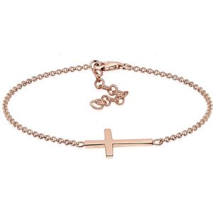 Elli Dames Armband Dames kruis Faith in 925 Sterling Zilver Roségoud verguld