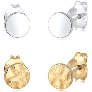 Elli - Set Geo Ohrstecker Gehämmert Glänzend 925 Silber Ohrringe 1 ct Damen (59.99 € / 1 ct)