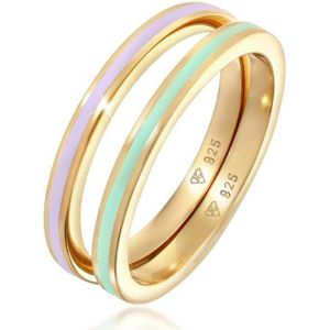 Elli - Bandring Basic Emaille 2er Set 925 Silber Ringe 1 ct Damen (59.99 € / 1 ct)
