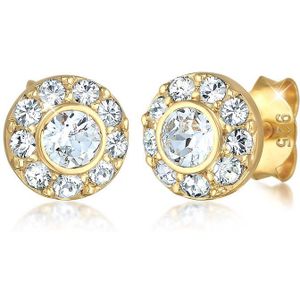 Elli Dames Oorknoppen met Kristallen - 925 Sterling Zilver Verguld
