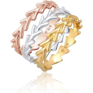Elli Dames Ring Dames Stack Tricolour Set van 3 in 925 Sterling Zilver