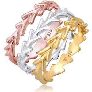 Elli Dames Ring Dames Stack Tricolour Set van 3 in 925 Sterling Zilver