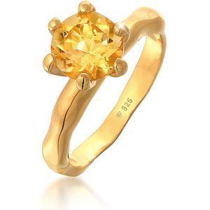 Elli Dames Ring Dames Verloving Organische Solitaire met Citrien Edelsteen in 925 Sterling Zilver Verguld
