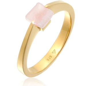 Elli PREMIUM Dames Ring Dames Vierkant Solitair met Kwarts Edelsteen in 925 Sterling Zilver Verguld