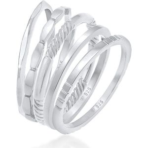 Elli Dames Ring Dames Stacking Ring Band Set van 5 in 925 Sterling Zilver