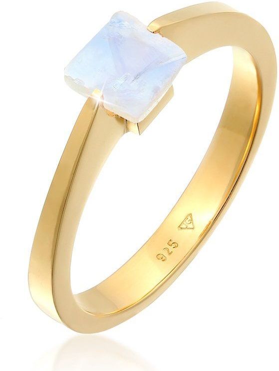 Elli Premium Fingerring Jade Grün Dreieck klassik 925 Silber vergoldet