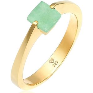 Elli Premium Fingerring »Jade Grün Dreieck klassik 925 Silber vergoldet«