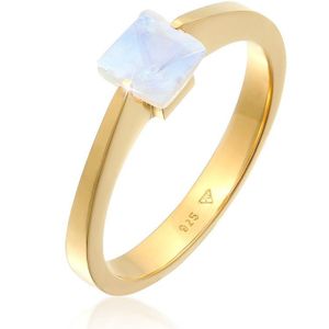 Elli PREMIUM Dames Ring Elli PREMIUM Ring Damesband Solitaire Vierhoek met maansteen in 925 sterling zilver Verguld