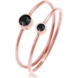 Elli Dames Ring Dames Set Filigraan met Kristallen Zwart in 925 Sterling Zilver