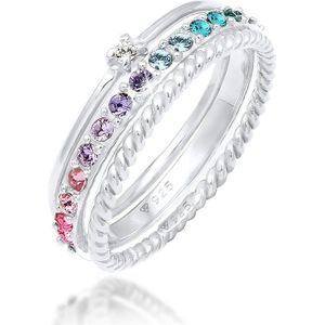 Elli - Set Multi-Color Pastell Kristalle 925 Silber Ringe 1 ct Damen (69.99 € / 1 ct)