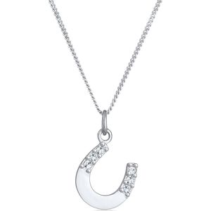 Elli Dames Halsketting Dames hoefijzer hanger eenvoudig met kristal in 925 sterling zilver