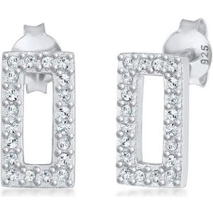Elli Dames Oorbellen Dames Stud Oorbellen Vierkant Geo met Kristallen in 925 Sterling Zilver