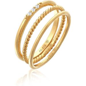 Elli - Stapelringe Zirkonia Kordel Basic 3er Set 925 Silber Ringe 1 ct Damen (55.99 € / 1 ct)