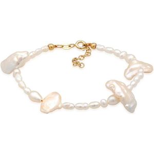 Elli PREMIUM Dames Armband Elli PREMIUM armband dames barok trend met zoetwater gekweekte parels in 925 sterling zilver verguld