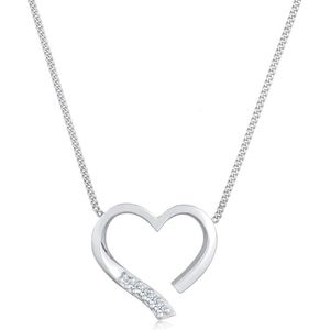 Elli DIAMONDS - Herz Liebe Diamant (0.055 ct.) 925 Silber Ketten 1 ct Damen (118.99 € / 1 ct)