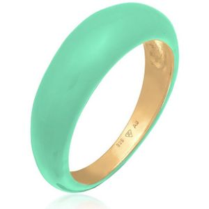 Elli Dames Ring Dames Band Stapel met Email Oranje in 925 Sterling Zilver Verguld